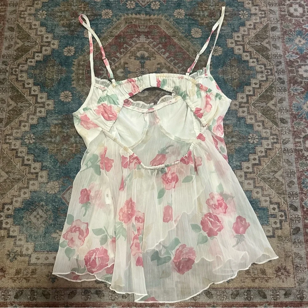 Social Tourist Asymmetrical Hem Chiffon Babydoll Top Size Medium - Picture 8 of 8